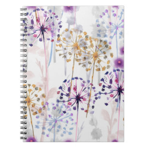 Cuaderno Acuarela sin foco patrón floral silvestre en mano 