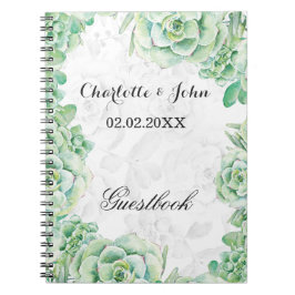 Cuaderno acuarela suculenta boda Guestbook