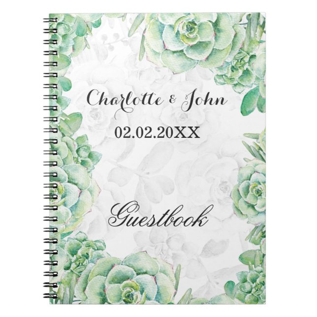 Cuaderno acuarela suculenta boda Guestbook (Frente)