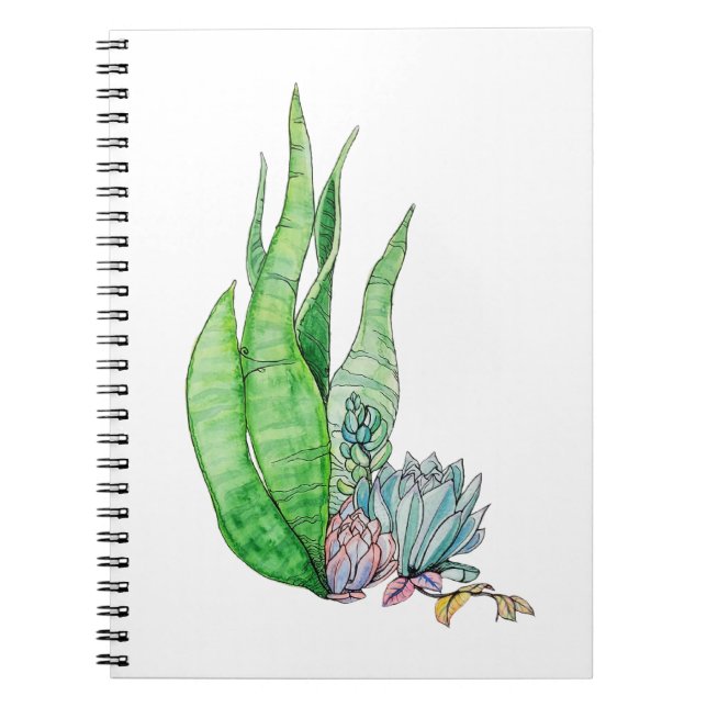 Cuaderno Acuarela Suculentas Botánica Verde (Frente)