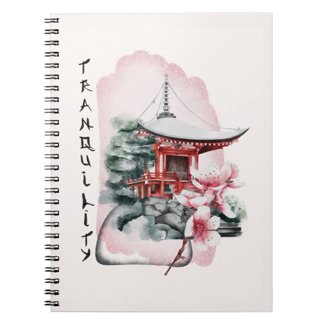 Cuaderno Acuarela Templo Japonés Sakura Blossom (Frente)