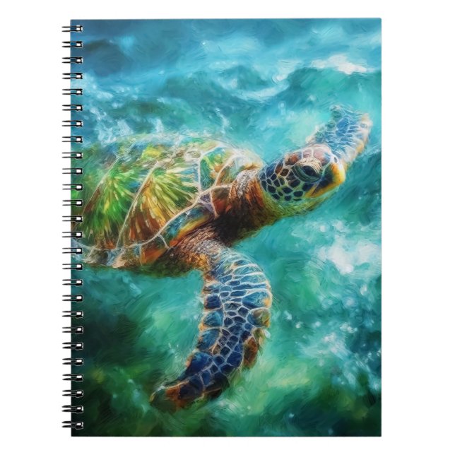 Cuaderno Acuarela Tortuga de mar Natación (Frente)
