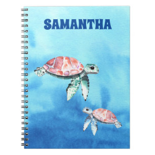 Cuaderno Acuarela Tortugas marinas nombre de monograma