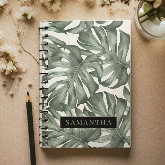 Cuaderno Acuarela Tropical Oasis Moderno Patrón de hojas (Subido por el creador)