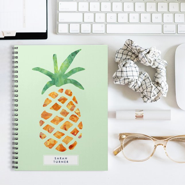 Cuaderno Acuarela tropical piña personalizada (Subido por el creador)