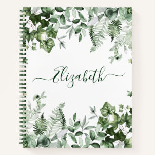 Cuaderno Acuarela Vegetación Botánica Ivy Ferns Sage