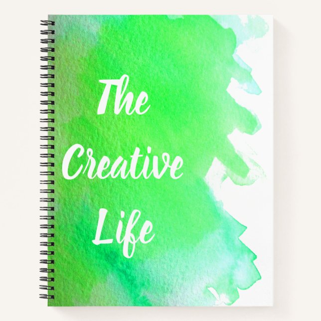 Cuaderno acuarela verde para la cita de la vida creativa (Anverso)