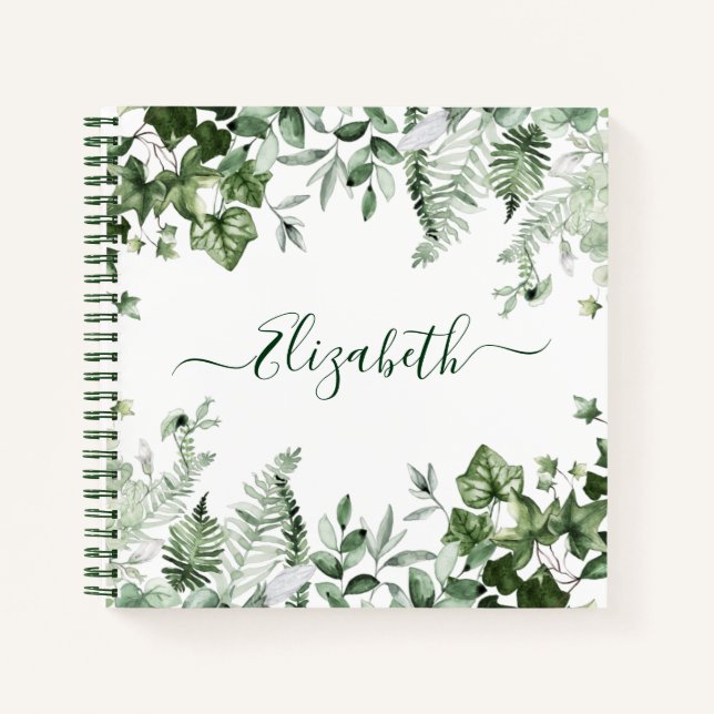 Cuaderno Acuarela Verdor Botánico Ivy Sage Ferns (Anverso)