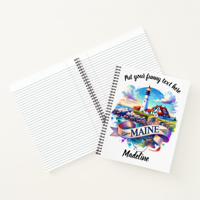 Cuaderno Acuarela vibrante del faro de Maine (Interior)