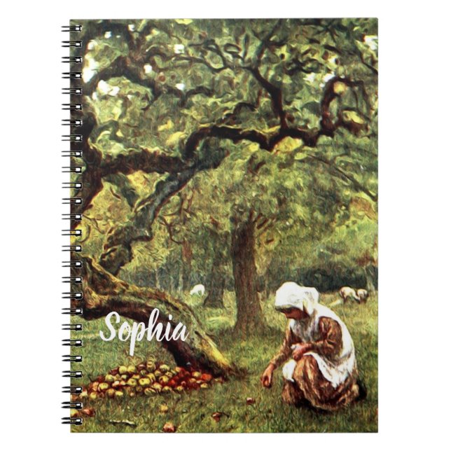 Cuaderno Acuarela victoriana: Chica escogiendo manzanas (Frente)