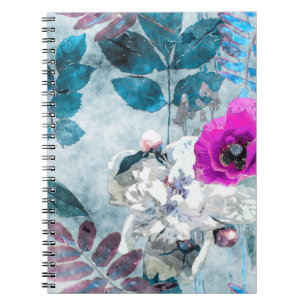 Cuaderno acuarela vintage colorido floral inoxidable pa