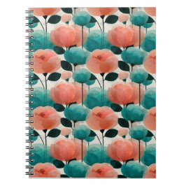 Cuaderno Acuarela vintage floral rosa y verde