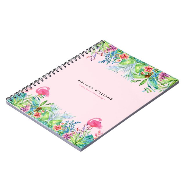 Cuaderno Acuarelas Flores tropicales y flamencos rosas (Lado Izquierdo)