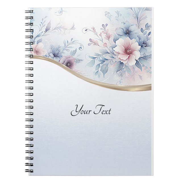 Cuaderno acuático azul rosa con flores (Frente)