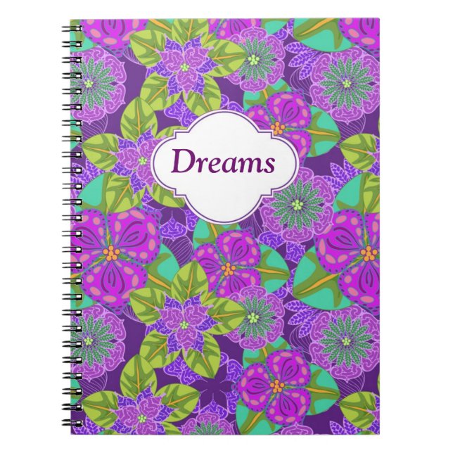 Cuaderno adaptable de la púrpura de la orquídea de (Frente)