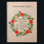 Cuaderno Add Text, Grandmothers Like Roses, Floral Grandma<br><div class="desc">Add your own text,  or send this message of love to any Grandmother.</div>