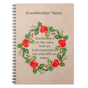 Cuaderno Add Text, Grandmothers Like Roses, Floral Grandma 
