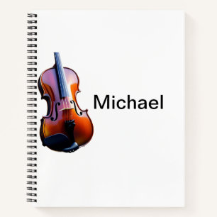 Cuaderno Add you name text brown violin music lover throw p