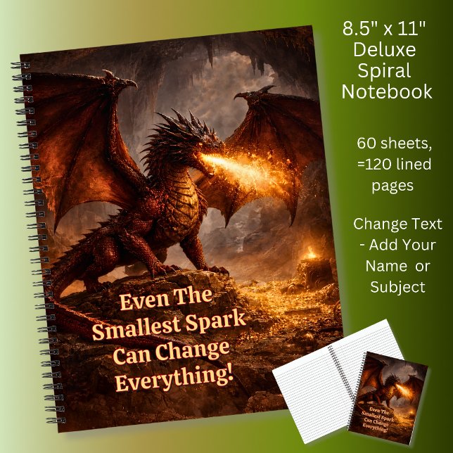 Cuaderno Add Your Text Name Fire Dragon In His Lair (Subido por el creador)