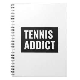 Cuaderno Adicto al tenis cita divertida de atleta en blanco