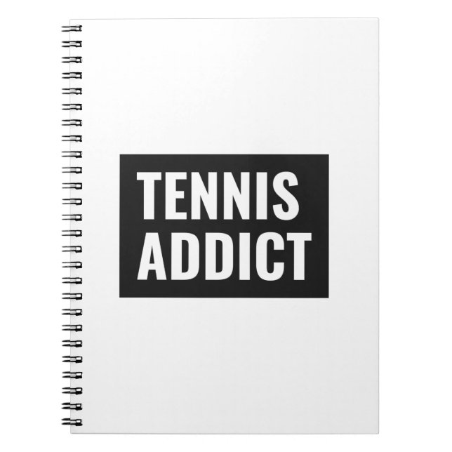 Cuaderno Adicto al tenis negro y blanco cita divertida atle (Frente)