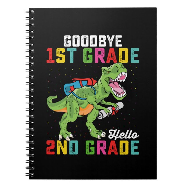 Cuaderno Adiós 1er Grado Hola 2do Grado T Rex Dinosaurio (Frente)