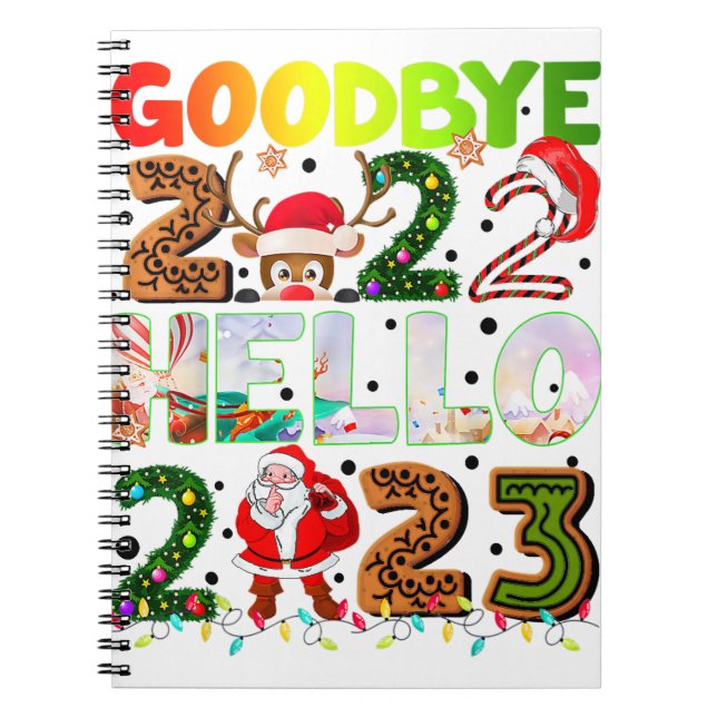 Cuaderno Adiós 2022 Hola 2023 Cita de renos de Santa Claus (Frente)