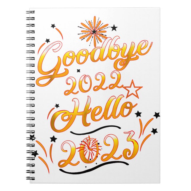 Cuaderno Adiós 2022 Hola 2023 - Fuegos artificiales Feliz A (Frente)
