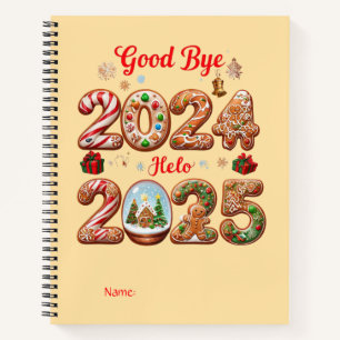Cuaderno Adiós 2024 Hola 2025 Feliz diseño de Año Nuevo