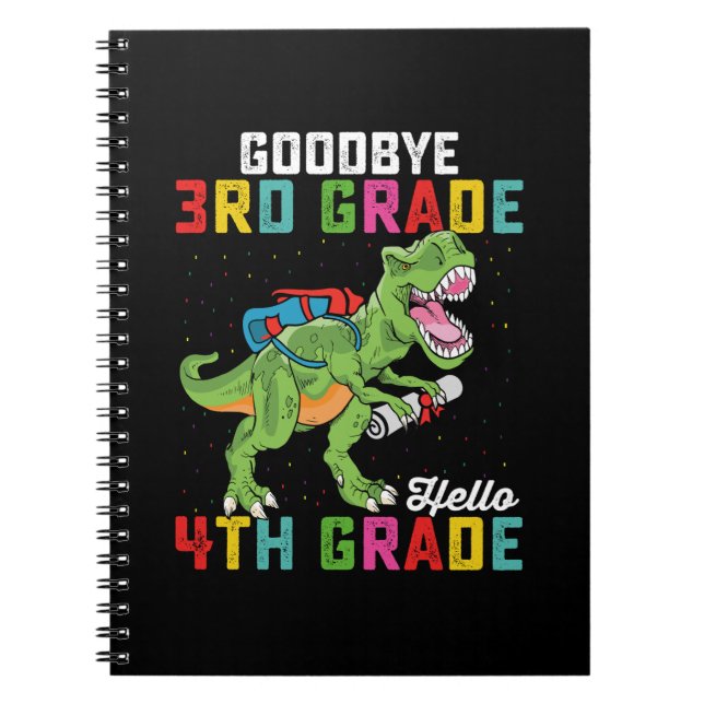 Cuaderno Adiós 3° grado Hola 4° grado T Rex Dinosaurio (Frente)