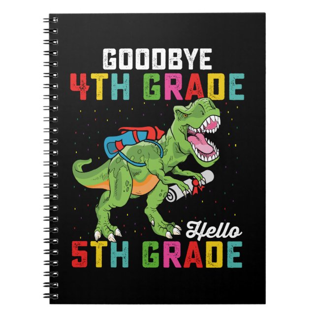 Cuaderno Adiós 4to Grado Hola 5to Grado T Rex Dinosaurio (Frente)