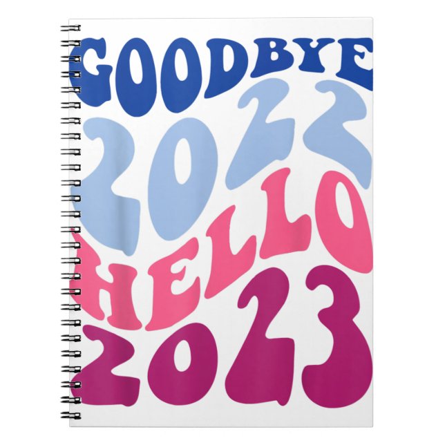Cuaderno Adiós de Retro Groovy 2022 Hola Ev de Año Nuevo 20 (Frente)