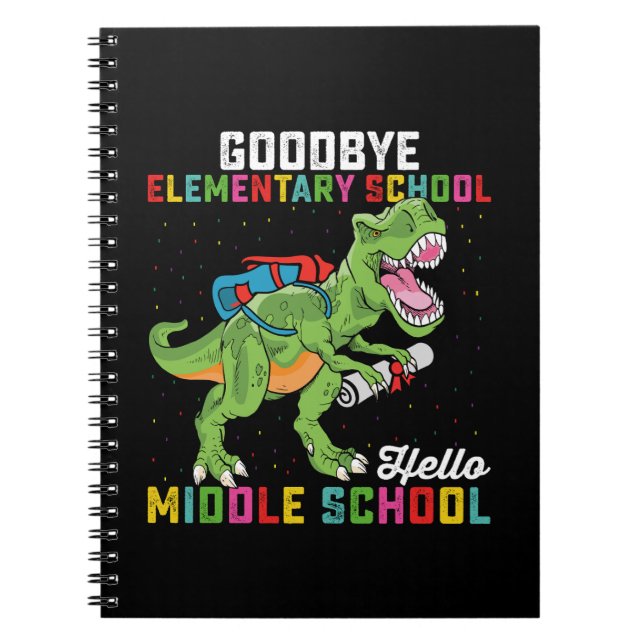 Cuaderno Adiós primaria hola T Rex de la escuela media (Frente)