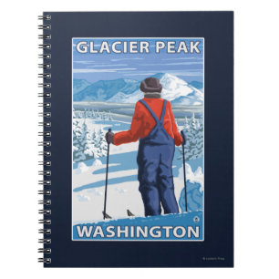 Cuaderno Admiración del esquiador - pico del glaciar,