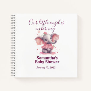 Cuaderno Adorable Baby Elephant Baby Girl Shower Guestbook