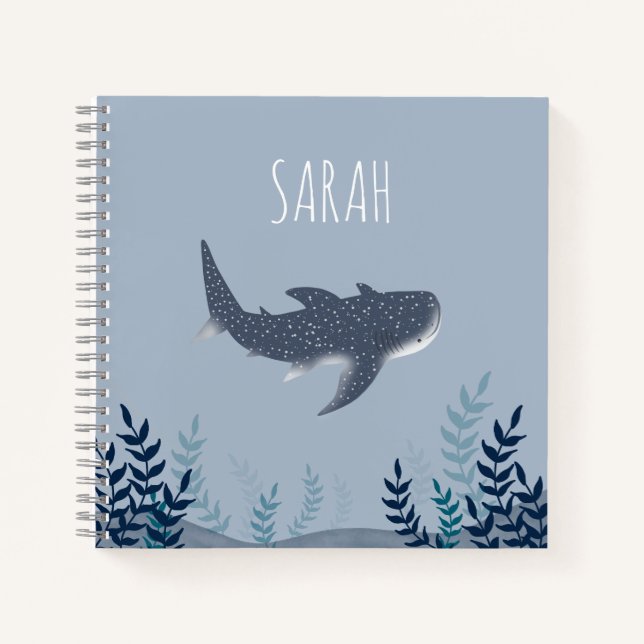 Cuaderno Adorable bajo el nombre del tiburón ballena marino (Anverso)