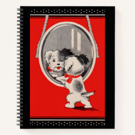 Cuaderno adorable cachorro en el espejo