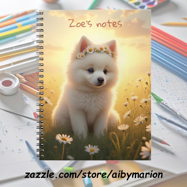 Cuaderno Adorable cachorro Spitz blanco (Subido por el creador)