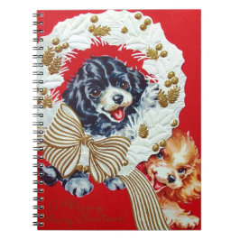 Cuaderno Adorable cachorros españoles navideños vintage
