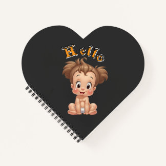 Cuaderno Adorable Cartoon Baby Sitting Cheerfully with Cute
