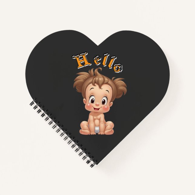 Cuaderno Adorable Cartoon Baby Sitting Cheerfully with Cute (Anverso)