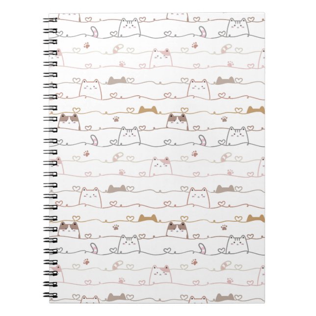 Cuaderno Adorable Cats Peeking Over Hearts  (Frente)