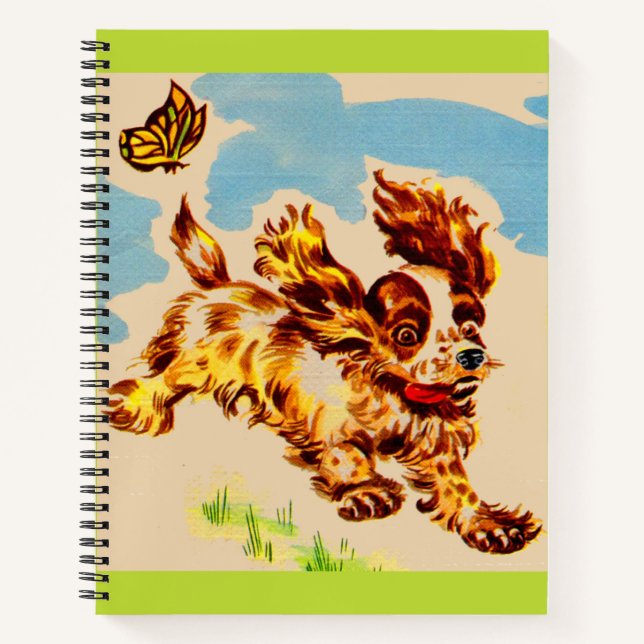 Cuaderno adorable cocker spaniel puppy en fuga (Anverso)