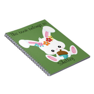 Cuaderno Adorable conejito blanco personalizado