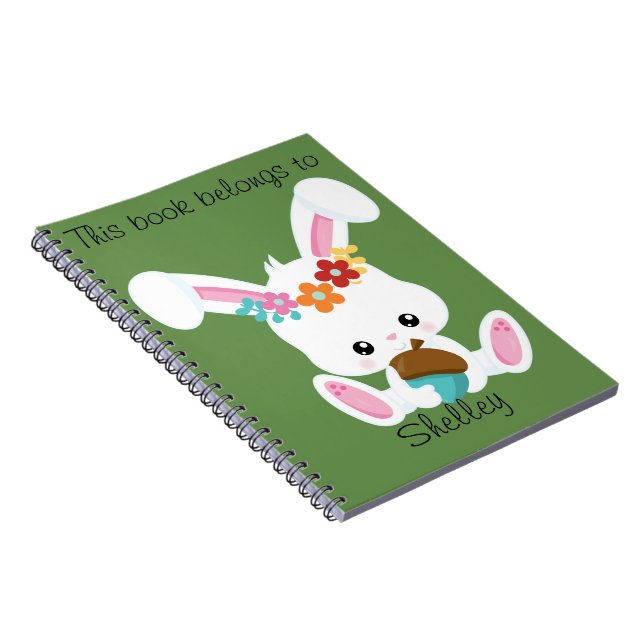 Cuaderno Adorable conejito blanco personalizado (Lado Derecho)