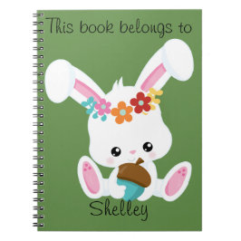 Cuaderno Adorable conejito blanco personalizado