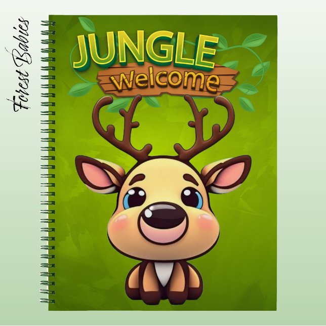 Cuaderno Adorable Deer Reindeer Doe Fawn Cartoon Graphic 🦌 (Cute Deer Notebook, Woodland Wildlife Animal Lover Stationery, Reindeer Graphic Fawn Character Doe🦌)