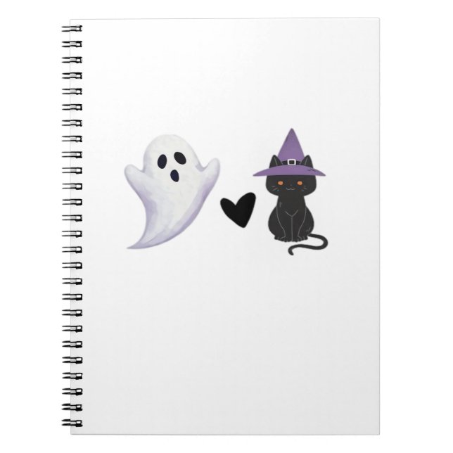 Cuaderno Adorable dúo de Halloween amistoso fantasma y caca (Frente)