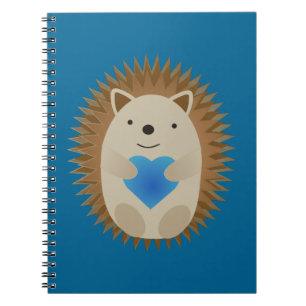 Cuaderno Adorable erizo abrazando un corazón azul