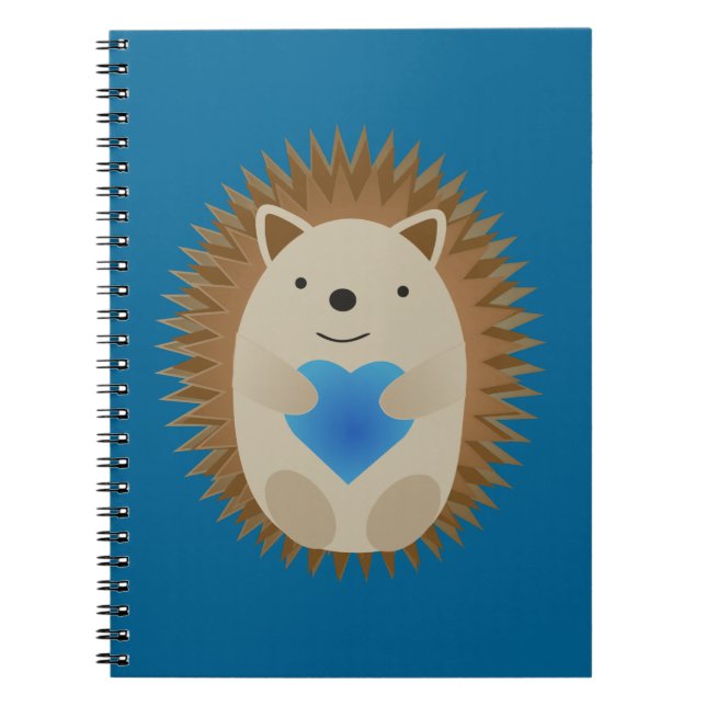 Cuaderno Adorable erizo abrazando un corazón azul (Frente)